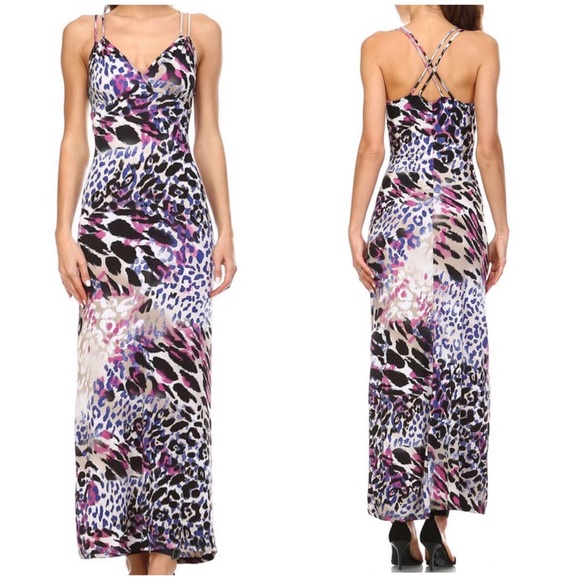 Mitto Dresses & Skirts - Multicolored Leopard Print Maxi Dress - NWOT - M